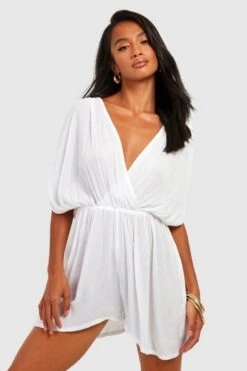 BOOHOO Petite Cheesecloth Beach Romper