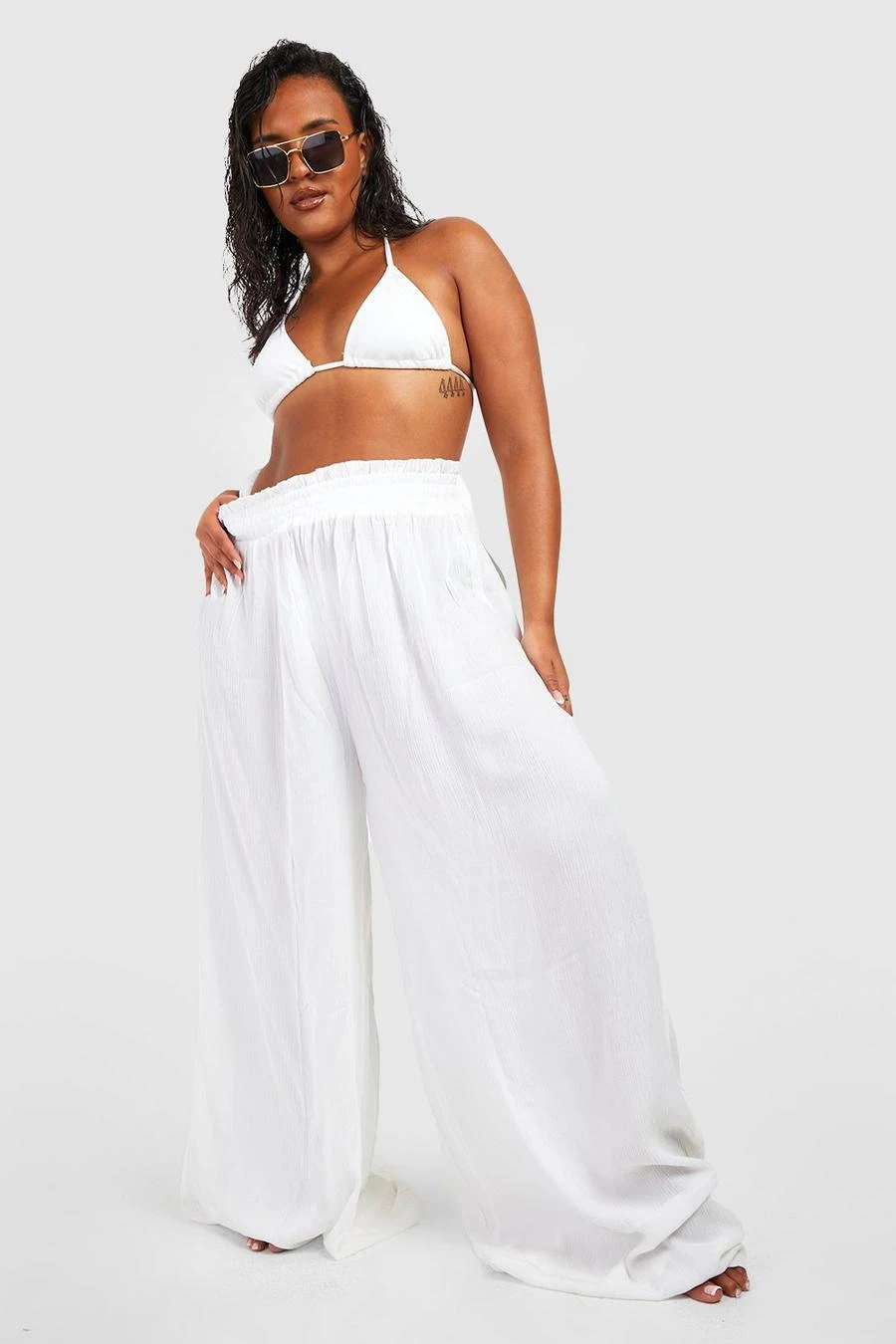 BOOHOO Plus Cheesecloth Beach Pants 3 BOOHOO Plus Cheesecloth Beach Pants - Image 3