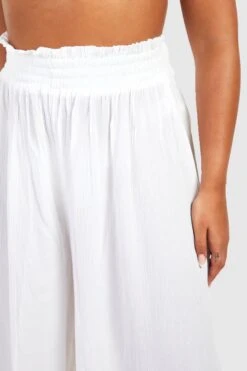 BOOHOO Plus Cheesecloth Beach Pants 7 BOOHOO Plus Cheesecloth Beach Pants -Sea Vibe Together female white plus cheesecloth beach pants 3