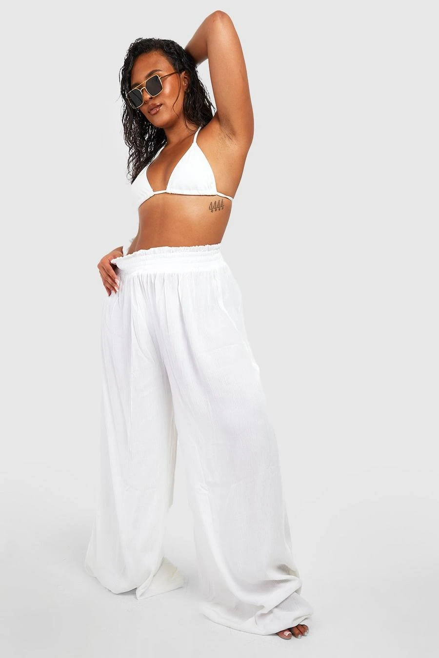 BOOHOO Plus Cheesecloth Beach Pants 1 BOOHOO Plus Cheesecloth Beach Pants