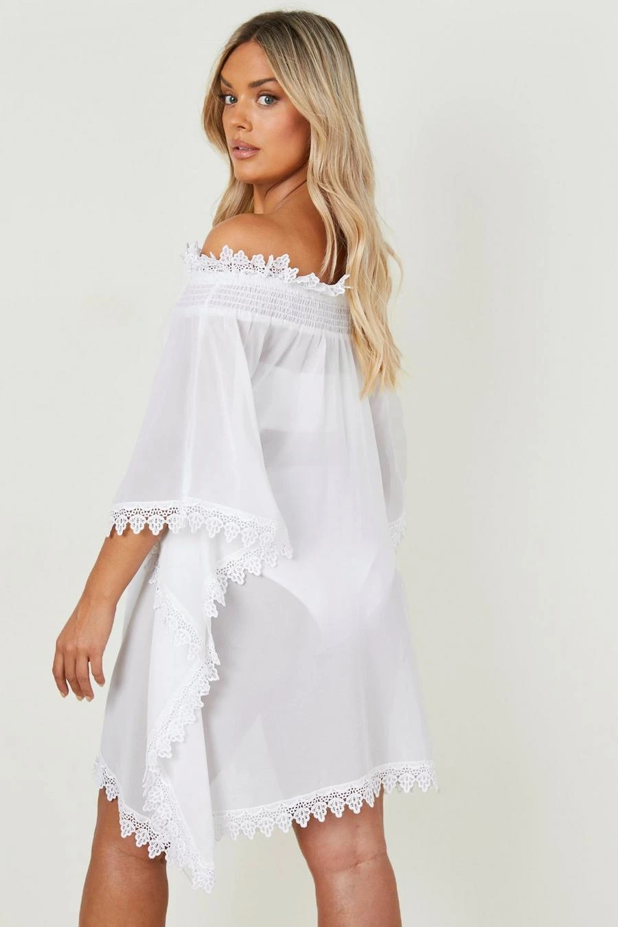 BOOHOO Plus Lace Trim Off The Shoulder Beach Dress 2 BOOHOO Plus Lace Trim Off The Shoulder Beach Dress - Image 2