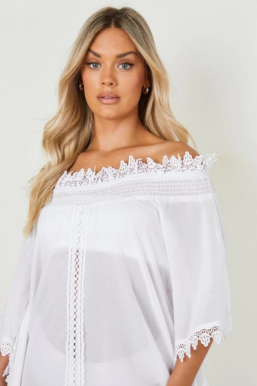 BOOHOO Plus Lace Trim Off The Shoulder Beach Dress 4 BOOHOO Plus Lace Trim Off The Shoulder Beach Dress - Image 4