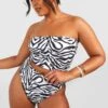 BOOHOO Plus Zebra Essential High Waist Brief