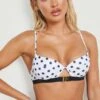 BOOHOO Polka Dot Underwired Belted Bikini Top