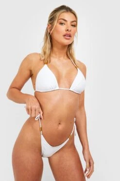 BOOHOO Rope Gold Detail Tie Side Bikini Brief 6 BOOHOO Rope Gold Detail Tie Side Bikini Brief -Sea Vibe Together female white rope gold detail tie side bikini brief 2