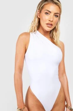 BOOHOO Ruched One Shoulder Swimsuit