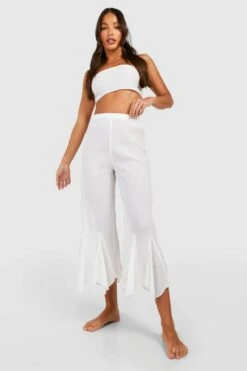 BOOHOO Tall Cheesecloth Bandeau Tie Hanky Hem Culotte Beach Coord