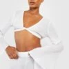 BOOHOO Tall Twist Front Flare Sleeve Crop Top