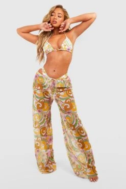 BOOHOO Abstract 3 Pack O-Ring Bikini Set & Pants