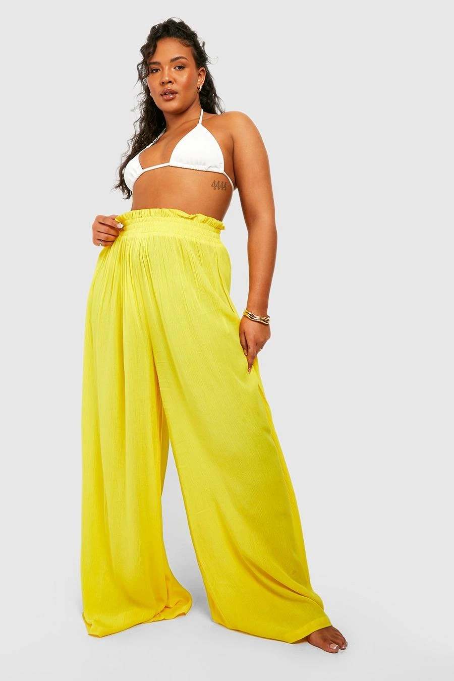 BOOHOO Plus Crinkle Rayon Beach Pants 4 BOOHOO Plus Crinkle Rayon Beach Pants - Image 4