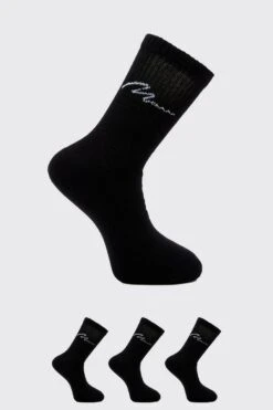 3 Pack Man Script Sport Sock