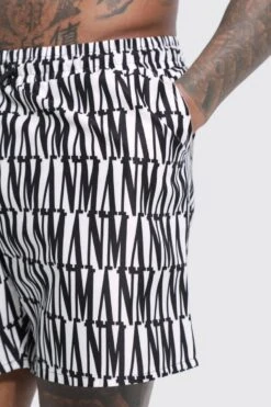 Mid Length Man Monogram Swim Shorts -Sea Vibe Together male black mid length man monogram swim shorts 3