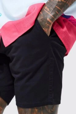 Stretch Skinny Fixed Waist Chino Short 7 Stretch Skinny Fixed Waist Chino Short -Sea Vibe Together male black stretch skinny fixed waist chino short 1 3