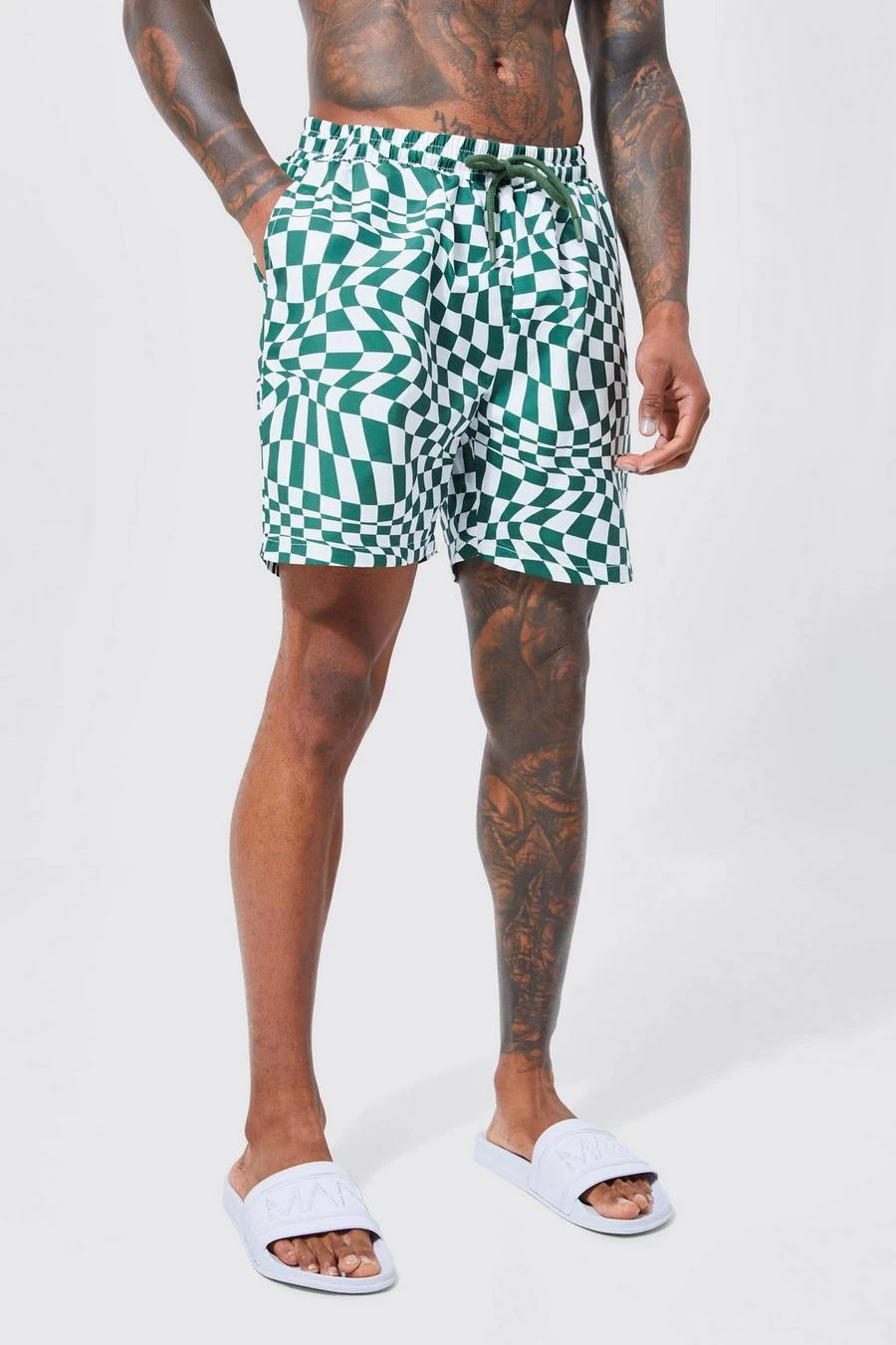 Warped Check Mid Length Swim 1 Warped Check Mid Length Swim