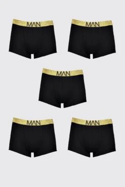 5 Pack Gold Waistband Trunks -Sea Vibe Together male gold 5 pack gold waistband trunks 2