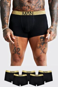 5 Pack Gold Waistband Trunks