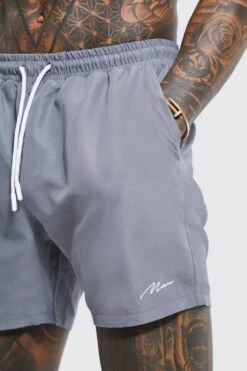 Man Signature Mid Length Swim Shorts -Sea Vibe Together male grey man signature mid length swim shorts 3