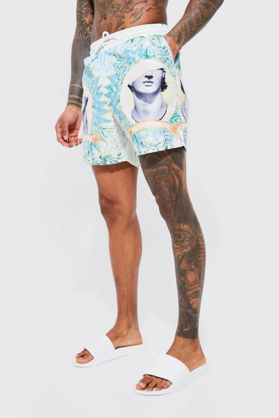 Mid Length Graphic Swim Shorts 1 Mid Length Graphic Swim Shorts