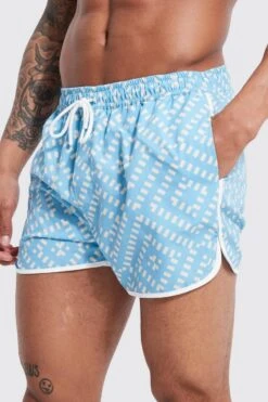 Runner Geo Print Swim Shorts -Sea Vibe Together male light20blue runner geo print swim shorts 3