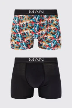 2 Pack Paint Splatter Print Boxers