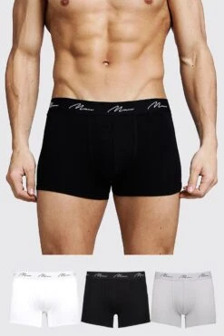 3 Pack MAN Signature Mixed Colour Trunks