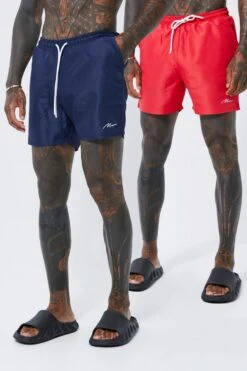 Man Signature Mid 2 Pack Swim Shorts