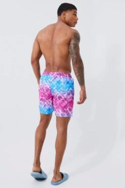 Sea Vibe Together -Sea Vibe Together male pink reflective mid length swim 1