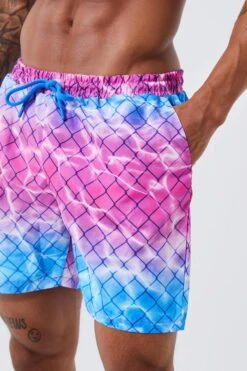 Reflective Mid Length Swim -Sea Vibe Together male pink reflective mid length swim 3