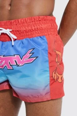 Boxer Ombre Printed Swim Short 7 Boxer Ombre Printed Swim Short -Sea Vibe Together male red boxer ombre printed swim short 3