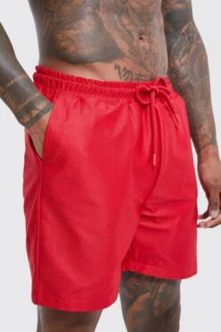 Mid Length Plain Mesh Swim Shorts -Sea Vibe Together male red mid length plain mesh swim shorts 3