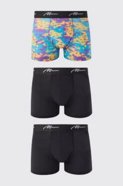 3 Pack Abstract Camo Print Boxers