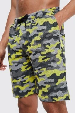Mesh Camo Basketball Swim -Sea Vibe Together male yellow mesh camo basketball swim 3